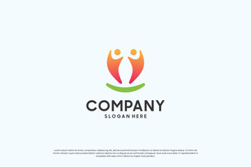 Creative colorful human unity logo design.