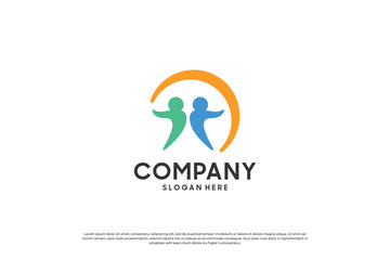 Success human community, abstract people unity logo design.