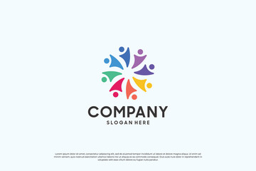 Success human community, abstract people unity logo design.