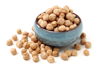 Chickpeas in a pile isolated on a white background