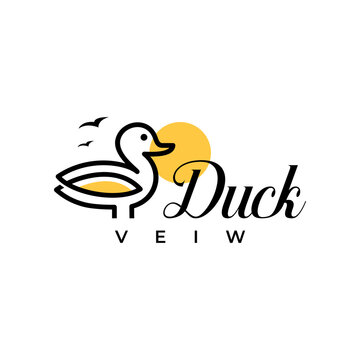 duck and view illustration logo