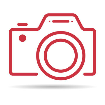 Camera flat web shadow icon, photography digital design, retro equipment symbol vector illustration