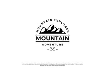 vintage mountain emblem logo design.