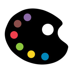 Flat art tool palette with paints color, artist web design graphic vector illustration