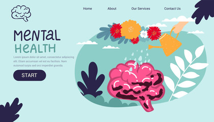 Mental health medical treatment vector illustration. specialist doctor work to give psychology love therapy for world mental health. for poster, flyer, cover, social media printing or website page,