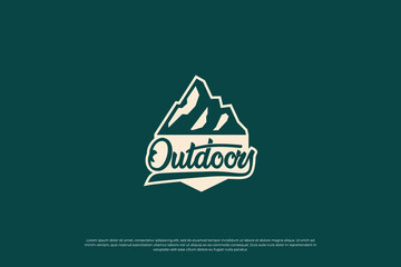 mountain travel badge design. mountain adventure logo design template.