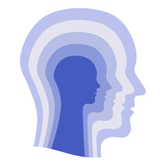 Abstract human head silhouette with the inner child. Illustration of the human mind and personality. Concept of personal growth and self-improvement.