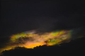 A rainbow cloud  called cloud iridescence nature background