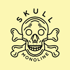 Premium Vintage Head Skull illustration, skeleton badge, creative emblem For T-shirt Design