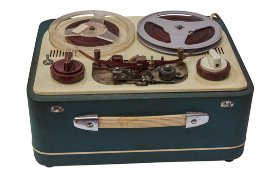 Old tape analog recorder on a white background