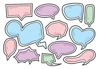 Set of Bubble Speech Doodle Color Illustration Bundle