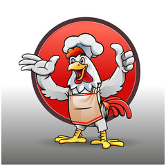Vector illustration, Chicken mascot as a symbol for fried chicken restaurant business.