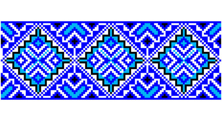 Embroidered good like old handmade cross-stitch ethnic Ukraine pattern. Ukrainian towel ornament, rushnyk called, vector.