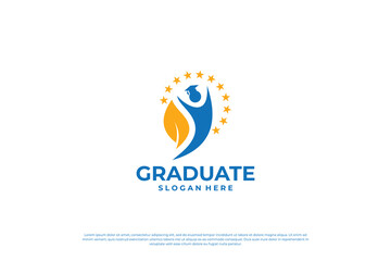 Creative student graduation logo design template. Education logo with abstract human logo concept.