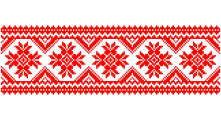 Embroidered good like old handmade cross-stitch ethnic Ukraine pattern. Ukrainian towel ornament, rushnyk called, vector.