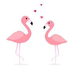 Fototapeta premium Pink flamingo jpeg illustration. flat design isolated on white background. Flamingo seamless pattern. jpg image. Cute pink tropical wallpaper and fabric print. Doodle illustration