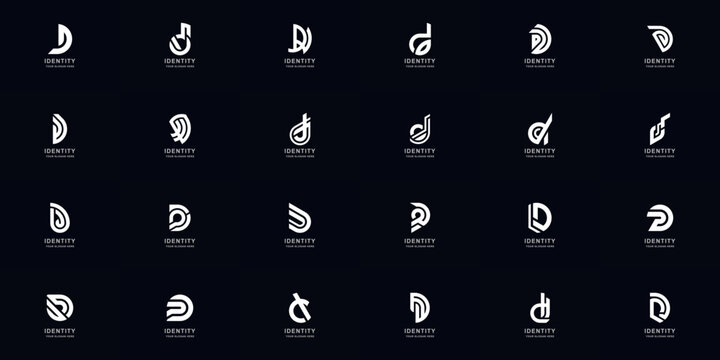 Collection full set abstract letter D or DD monogram logo design