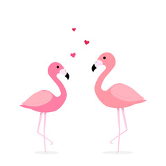 Pink flamingo vector illustration. flat design isolated on white background. Flamingo seamless pattern. Flamingo seamless pattern with polka dots design. Cute pink tropical wallpaper and fabric print.