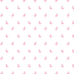 Pink flamingo vector illustration. flat design isolated on white background. Flamingo seamless pattern. Flamingo seamless pattern with polka dots design. Cute pink tropical wallpaper and fabric print.