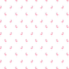 Fototapeta na wymiar Pink flamingo vector illustration. flat design isolated on white background. Flamingo seamless pattern. Flamingo seamless pattern with polka dots design. Cute pink tropical wallpaper and fabric print.