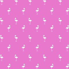 Pink flamingo vector illustration. flat design isolated on white background. Flamingo seamless pattern. Flamingo seamless pattern with polka dots design. Cute pink tropical wallpaper and fabric print.