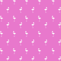 Fototapeta premium Pink flamingo vector illustration. flat design isolated on white background. Flamingo seamless pattern. Flamingo seamless pattern with polka dots design. Cute pink tropical wallpaper and fabric print.