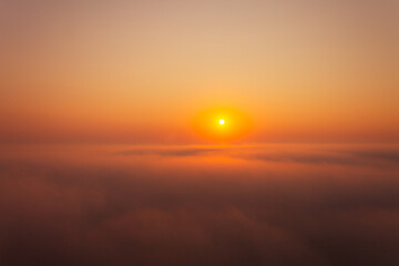 Aerial view of fog over the city