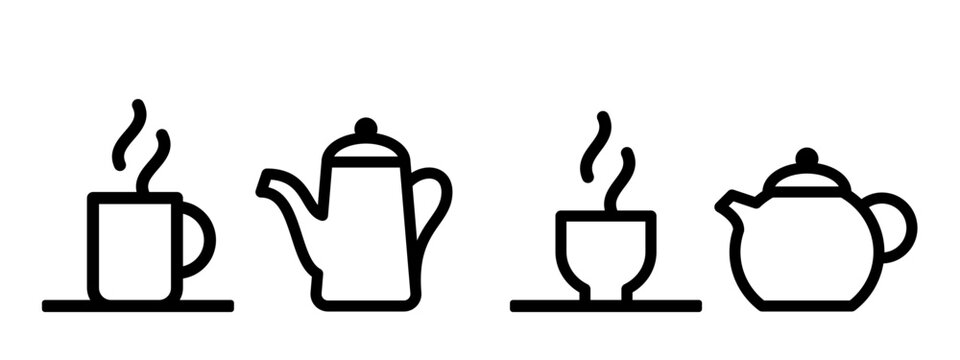 Water Heater Icon Representing Coffee Cup, Pot, Tea And Kettle