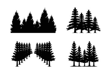 set of pine tree logo vector. fir tree vector icon collection.