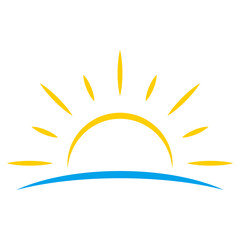 Sunset icon, sunrise icon. Sun, rise symbol. Morning icon.