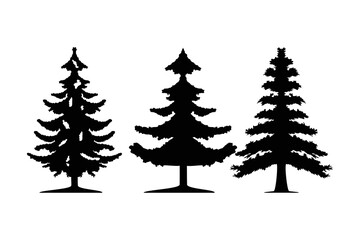 pine tree silhouette logo fir tree vector icon collection.
