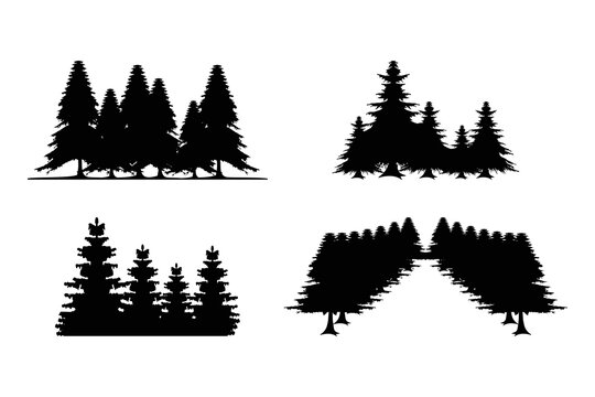 set of pine tree logo vector. fir tree vector icon collection.