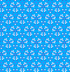 Fun simple geometric kids fabric or paper seamless print in blue, pink and white
