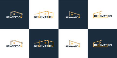 set of building construction logo design template. Building architecture logo collection.