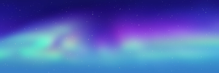 Polar lights, starry sky. Northern landscapes. Vector illustration.