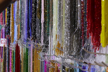 necklaces made of pearls for sale in the bijouterie shop