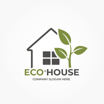 eco house logo. creative business logotype design. eco friendly building, ecology and environment symbol