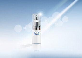 Luxury cosmetic ads on bokeh and light background . package advertising . ad template . Vector illustration