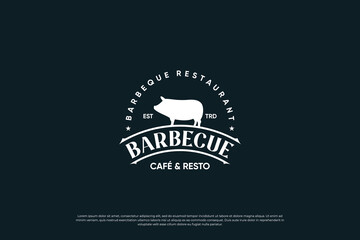 Vintage label barbecue, logo design for restaurant or meat store.