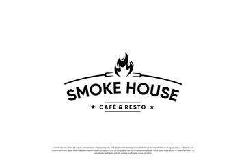 Steak House logo design. Butcher Shop Vintage Typographic Labels, Emblems, Logo Templates.