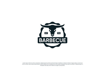 Barbecue, Steak House restaurant logo design. vintage emblem, label, badge template.