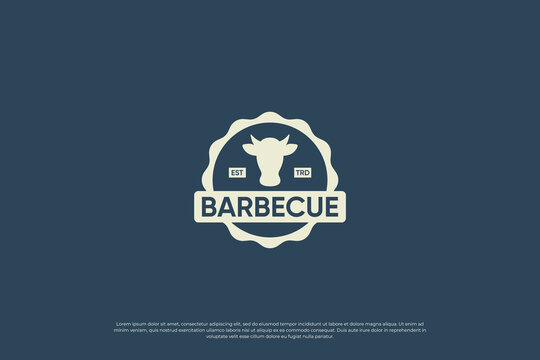 Barbecue, Steak House restaurant logo design. vintage emblem, label, badge template.