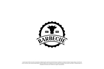 Steak house, butchery shop emblems logo design.