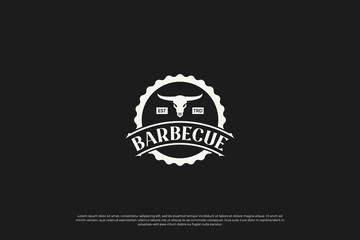 Barbecue restaurant emblem logo design. Grill and Bar badge template.