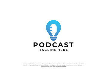 Podcast logo design template. Broadcast logo vector.