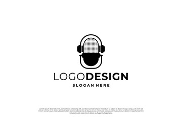 Podcast logo design template. Broadcast logo vector.