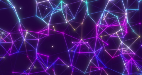 Background Abstract colored dynamic plexus on blue Futuristic technology. 3D render