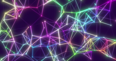 Fototapeta premium Background Abstract colored dynamic plexus on blue Futuristic technology. 3D render