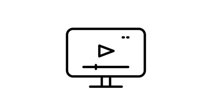 media player on monitor animated outline icon design