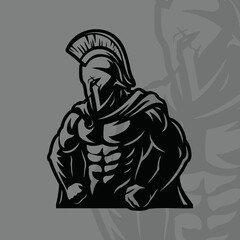 Fototapeta na wymiar Gladiator or Spartan Bodybuilding Fitness Logo Design Silhouette